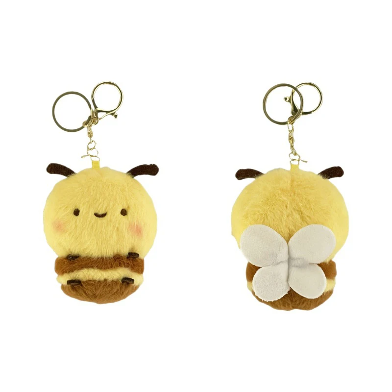 1PC Charms Stuffed Lovely Fluffy Ornament Little Bee Pendant Car Toys Keychain Plush Dolls Child Holiday Gifts 5