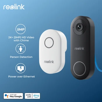 Reolink 2K+ WiFi Video Doorbell Smart Outdoor Home Video Intercom Human Detection Wired PoE Door Bell with Chime Support Alexa 1