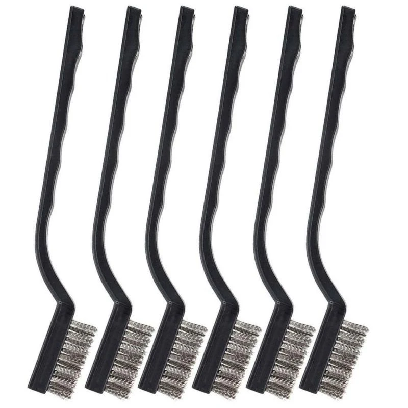 6pc set Small Wire Brushes Cleaning Brushes For Mechanical Part Derusting Remove Paint Accessories 17cmx1cm Stainless Steel Wire 2