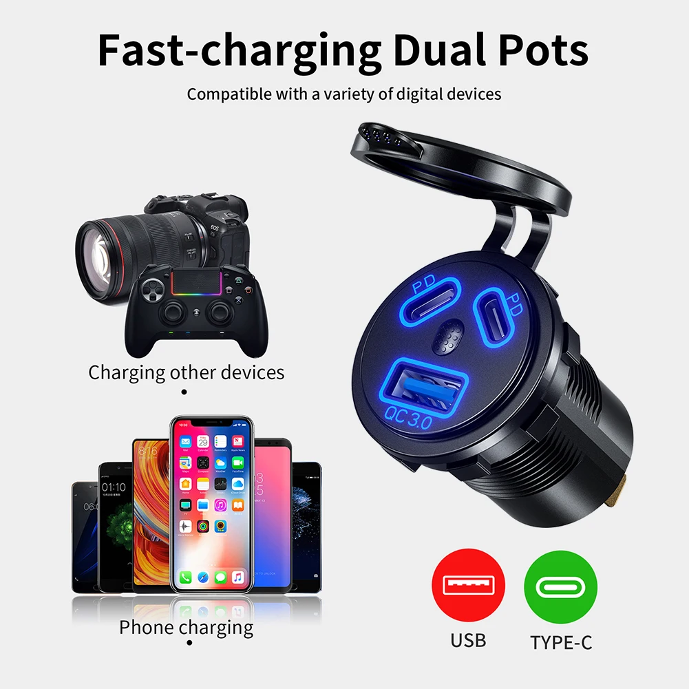 USB    PD CŸ   , QC3.0   , IP66 ,  ؾ , 45W