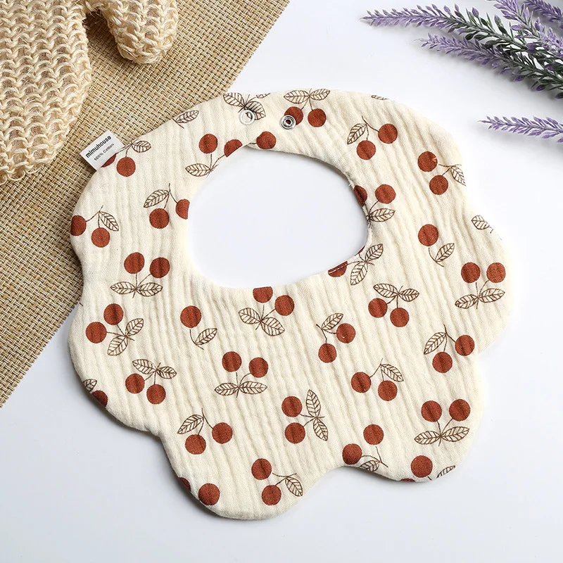 

Korean Style Baby Feeding Bibs 6 Layers Cotton Petal Infants Print Crepe Saliva Towel Newborn Toddler Soft Burp Cloth Kid Bib