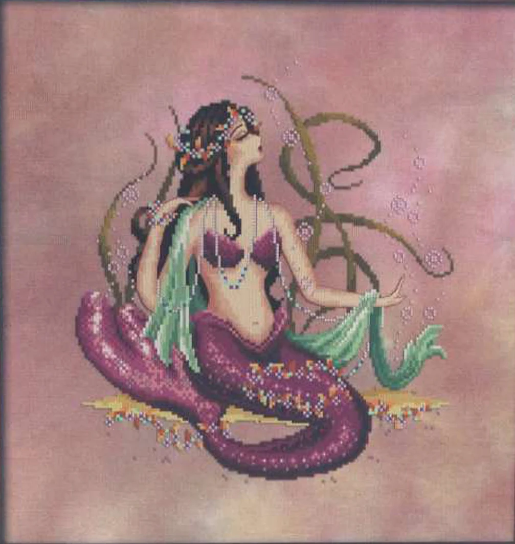 Leinwand Kreuz stich Kit, DIY Stickerei Set, DMC Threads, 14CT, 18CT, 25CT, Bf 043-Rose Meerjungfrau