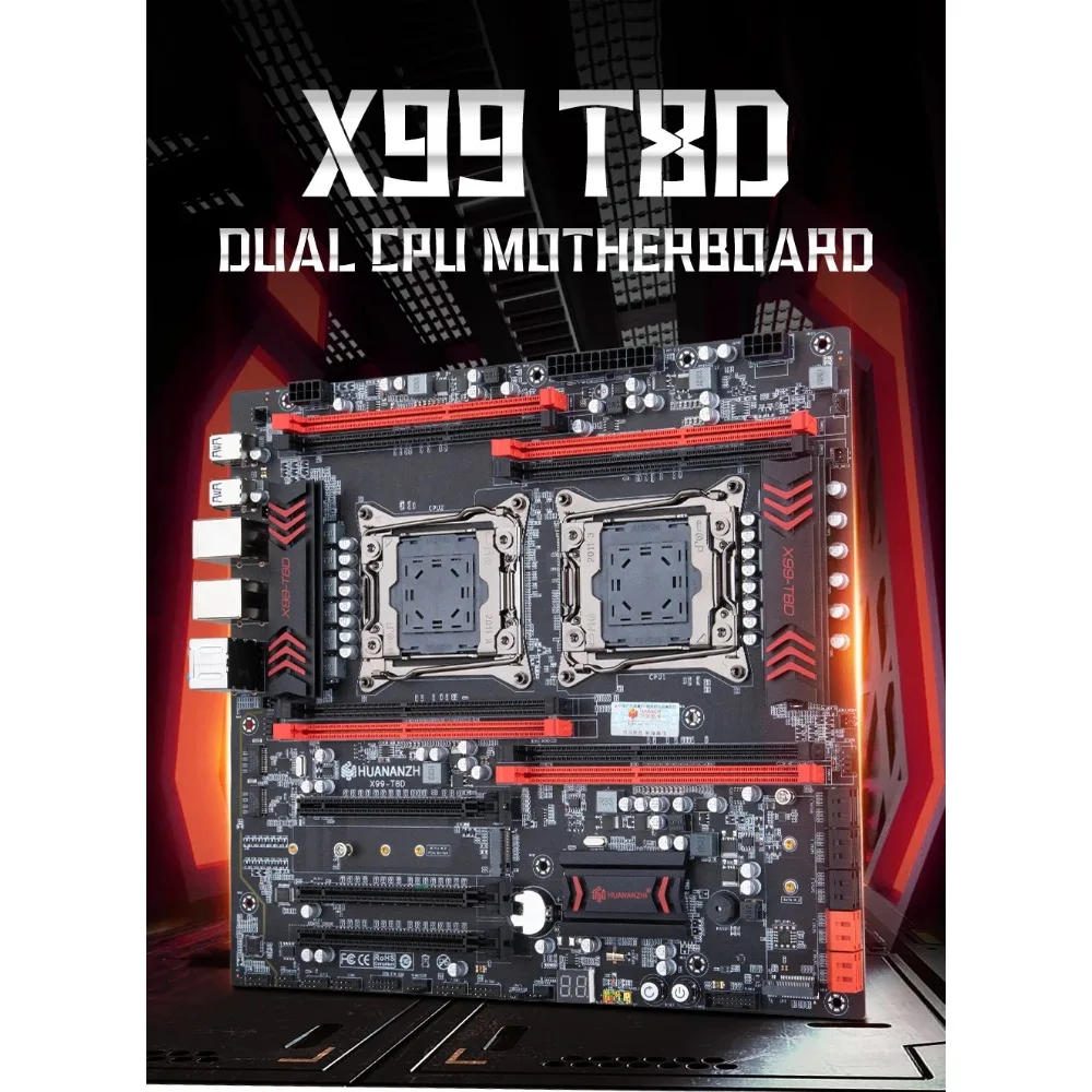 HUANANZHI X99 T8D LGA 2011-3 Xeon 마더보드 듀얼 인텔 CPU E5 지원 DDR3 비-ECC M.2 NVME 노트북용