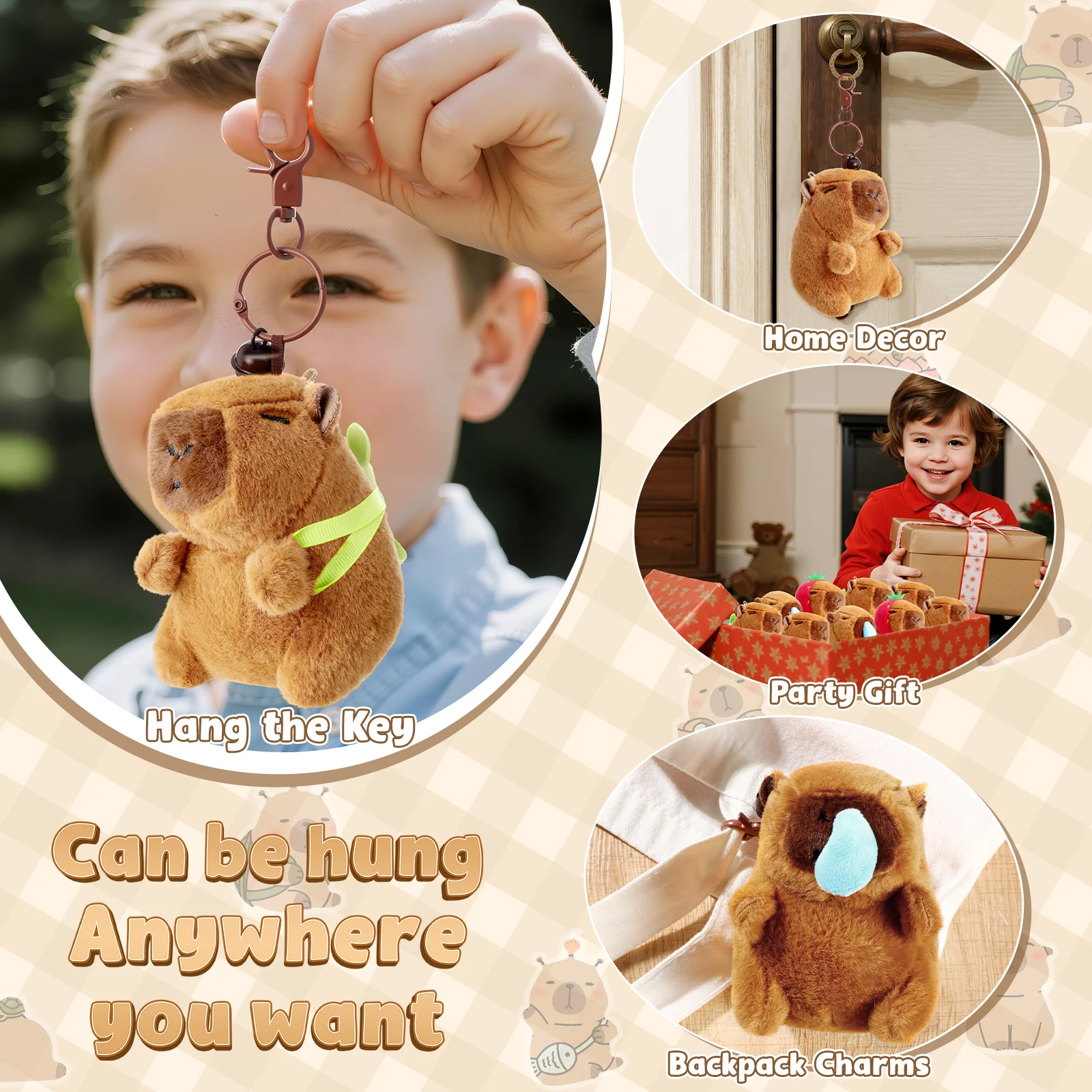 8-48 個カピバラぬいぐるみキーホルダーかわいいカピバラぬいぐるみ