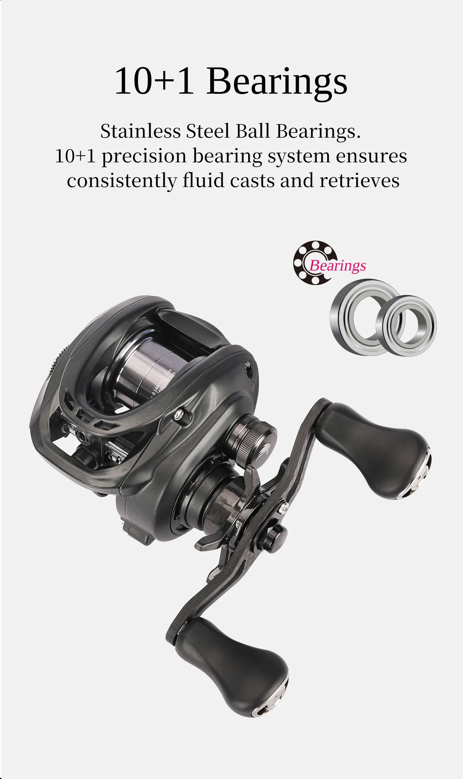 TSURINOYA 134g Baitcasting Angelrolle 4,6g Flache Spule DARK WOLF 50S 7,1:1 Carbon Light Game Casting Reel Trout Ajing Spule – Detail 16