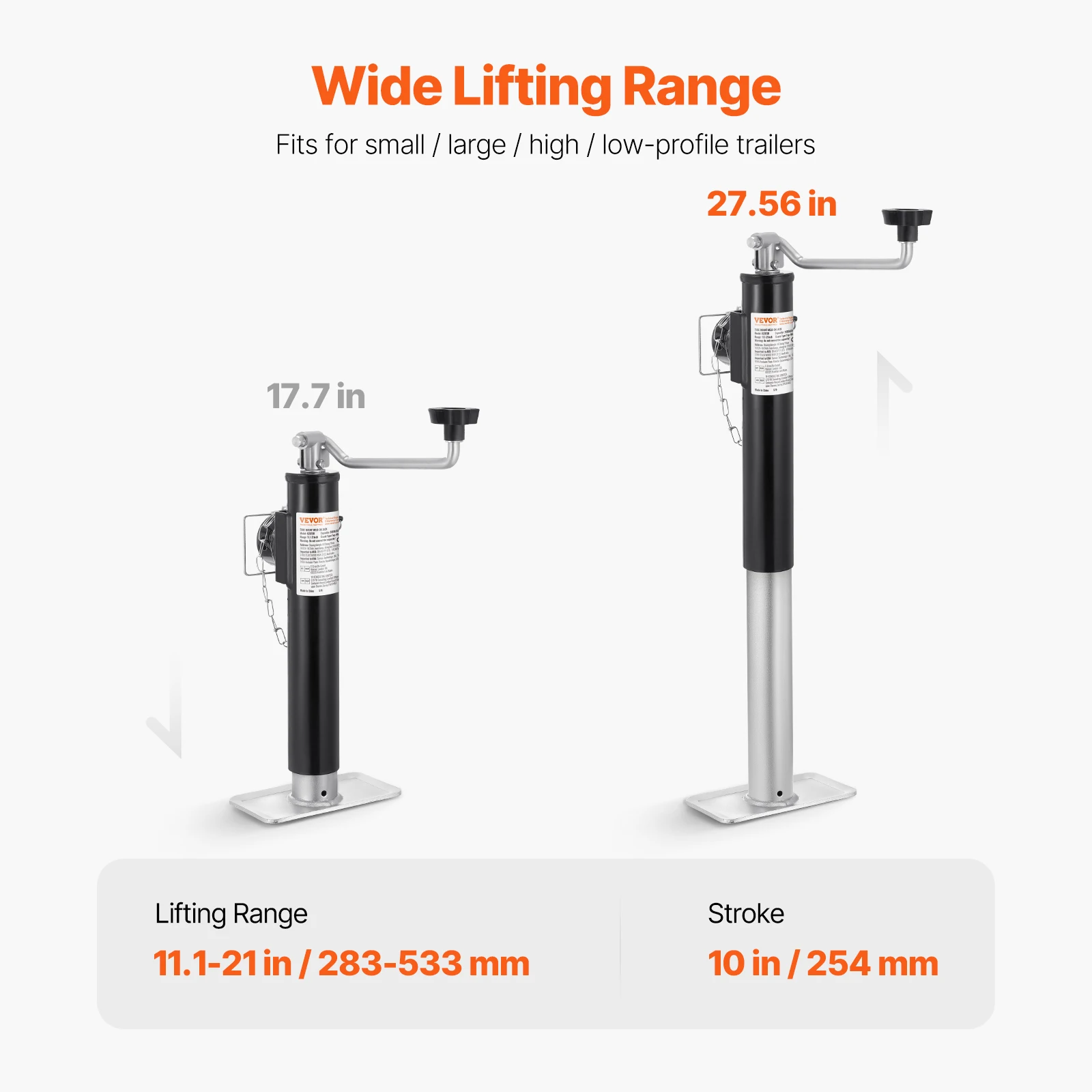 SucceBuy 2000 lbs Trailer Jack Stand 10"Lift Weld-on Pipe-Mount Bracket Support Legs Corner Steady Camper Parts for RV Yacht