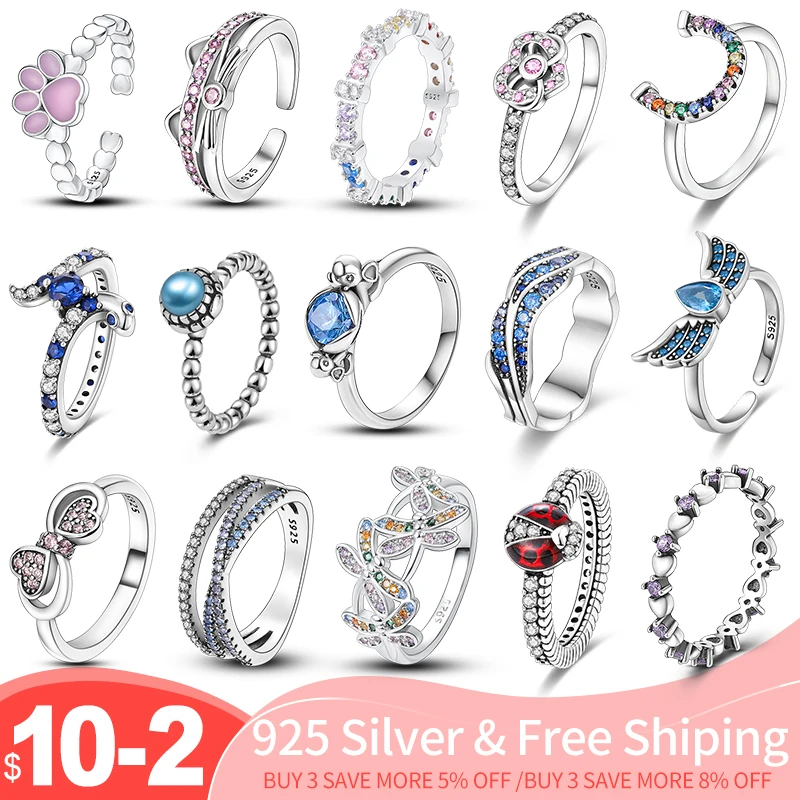 

925 Sterling Silver Women's CZ Set Zircon Rings Engagement Party Gifts Women 925 Silver Ring Fine Jewelry Anniversary 2022 New