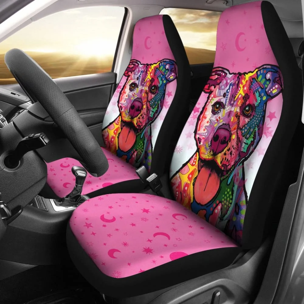 

Colorful Pitbull Car Seat Cover for Lovers of Pitbulls 211202,Pack of 2 Universal Front Seat Protective Cover