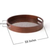 Round Brown Table Decorative Tray for Coffee Table Wood Serving Tray Boho Tray for Bedroom Small Round Tray for Kitchen Counter 2