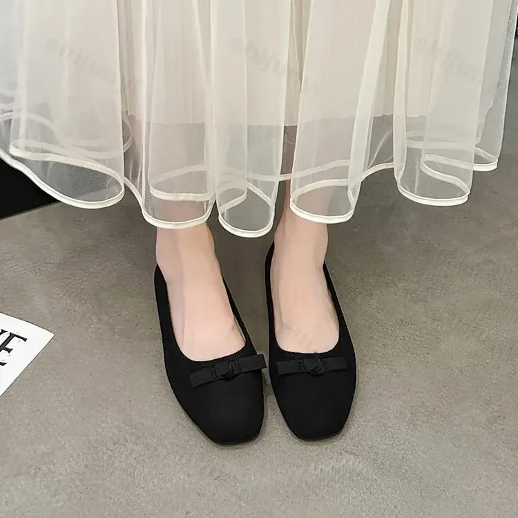 Fashion Bowknot Women Mary Jane Shoes 2024 New Designer Flats Retro Style Ladies Comfort Slip-on Soft Sole Ballerina Shoes 3