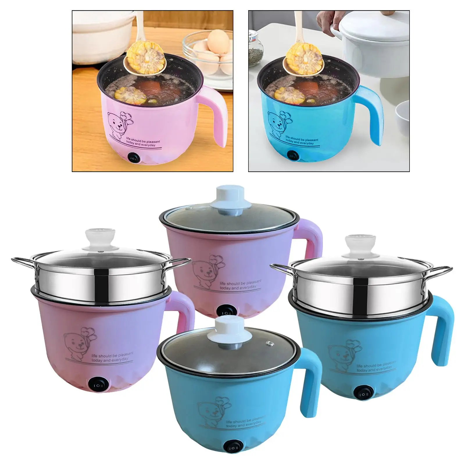 Electric Hot Pot Nonstick 1.8L Kitchen Cooking Appliances for Eggs Fry Ramen 3