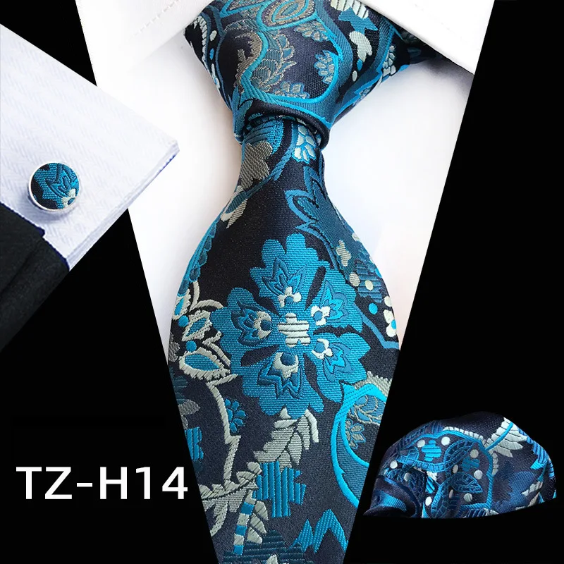 Huishi 8cm Herren Krawatte Set handgemachte Blumen Krawatten Manschetten knöpfe Taschentuch Luxus Business Hochzeits anzug Zubehör Geschenke – Detail 17
