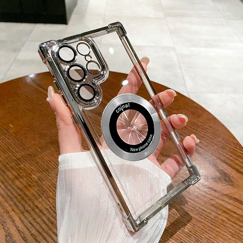 Luxury Magsafe Magnetic Plating Shockproof Clear Phone Case