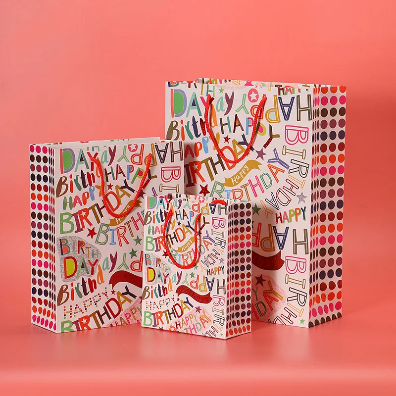 

Kraft Paper Gift Bags Happy Birthday Candy Cookie Packaging Bag Boxes Party Decoration Supplies