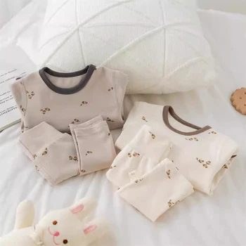 AYNIGIELL ملابس منزلية للربيع والخريف للأطفال من القطن بأكمام طويلة + سراويل طويلة طقم مكون من قطعتين طقم ملابس للأطفال من عمر 0 إلى 18 شهرًا 6