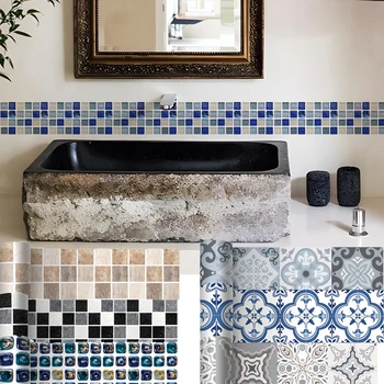 10x200 cm Adesivo da parete per piastrelle a mosaico Adesivo per bordo autoadesivo Bagno Cucina Girovella Adesivo Decorazione della casa