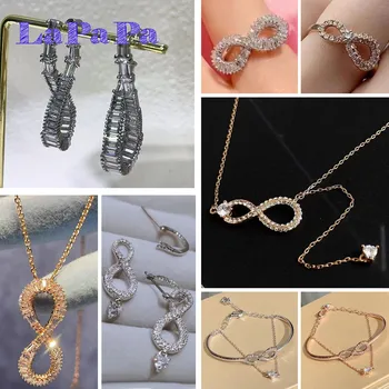 2025 New Original Fashion 8 Shaped Necklaces Fine Jewelry Sets With Inlaid Craftsmanship Women's Twisted Bracelets Earrings Ring 1