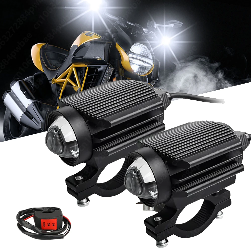 

Universal Auxiliary Spotlights Fog Light for Motorcycle Additional Led Headlights Led Light Lamp 12-80V Dual-Color White Amber