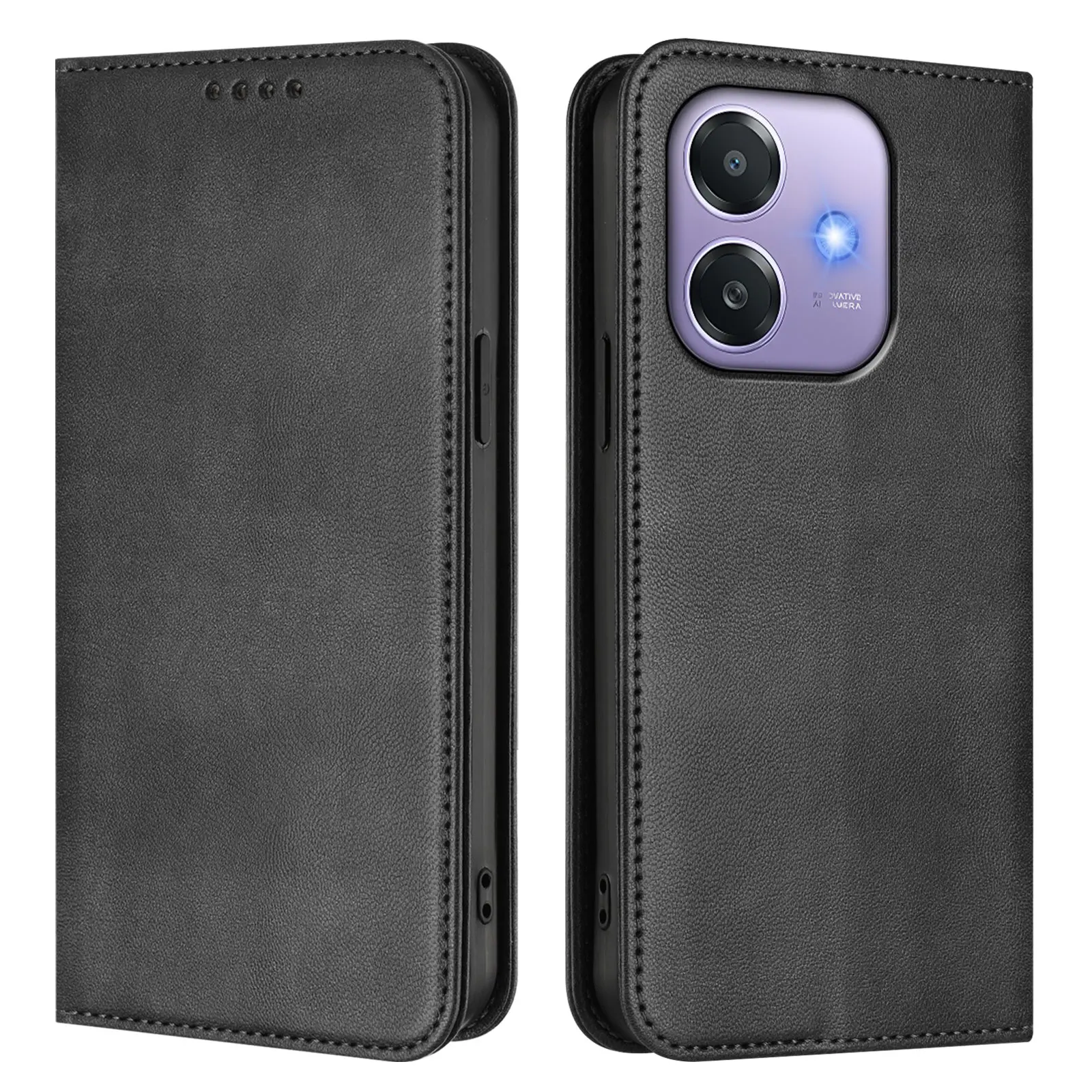 WBWONE Custodia Libro Con Farfalla Per OPPO A40 4G, Pelle PU Con Slot Carte E Supporto, Nero