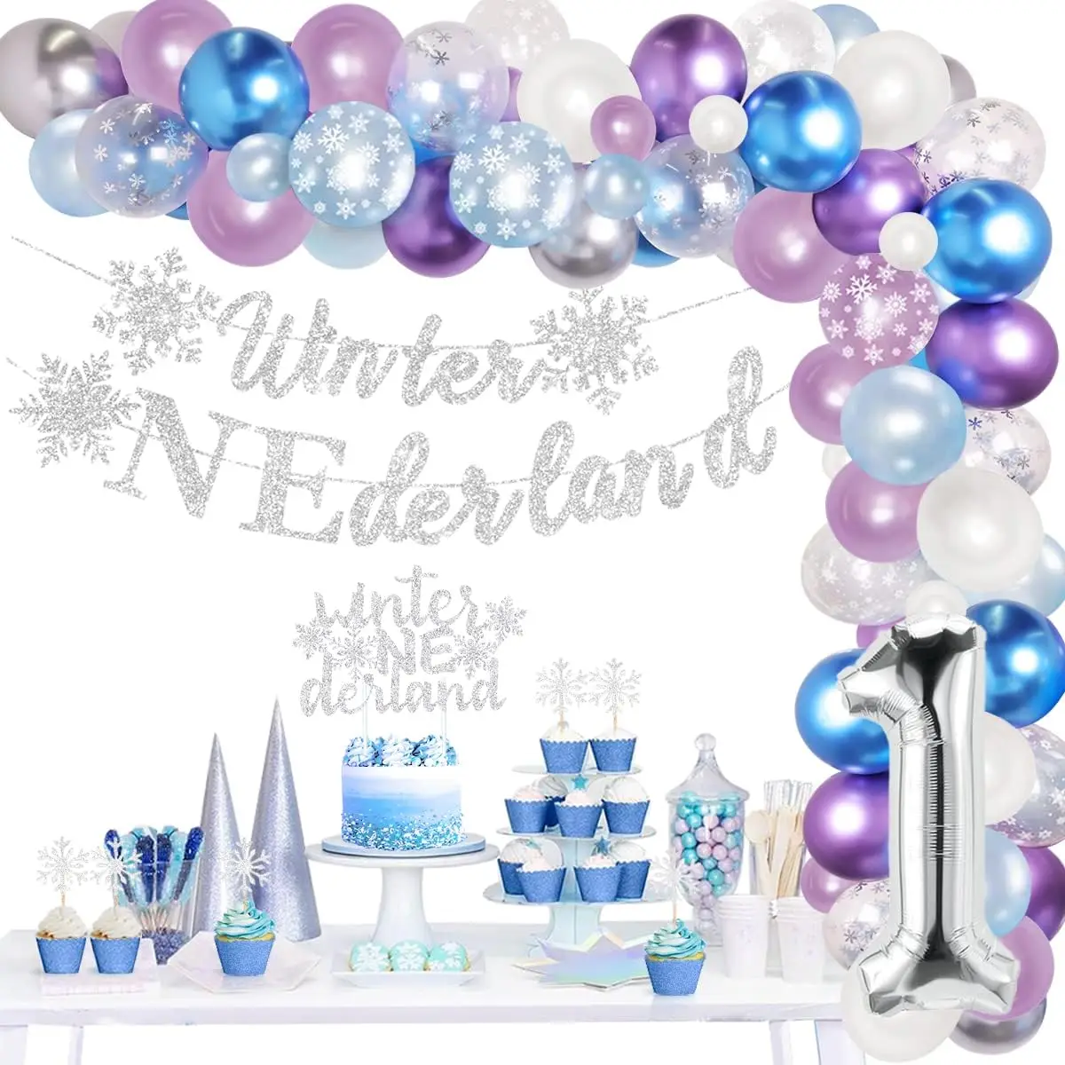Décorations de fête d'anniversaire pour fille, ballon de neige, kit de  guirlande avec toile de fond, flocon de neige, patinage sur glace,  fournitures de fête, hiver - AliExpress