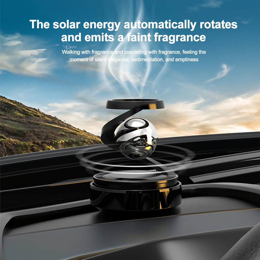 Solar Car Rotating Aromatherapy Perfume Diffuser Levitation Rotating Auto Lasting Fragrance Air Purifier Car Interior Decoration Accessories