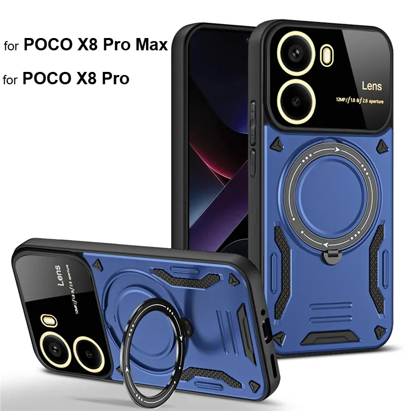 Luxury Armor Rugged Magnetic Holder Case with Lens Protection Cover