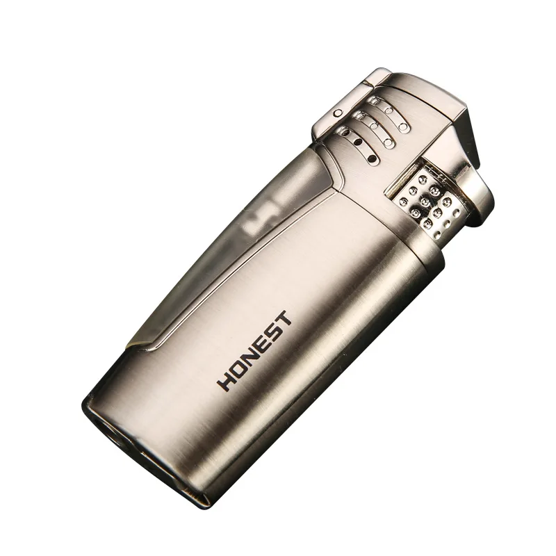 

HONEST Individualized Multi-function Three-direct Blue Flame Lighter Metal Inflatable Lighter With Cigar Drill