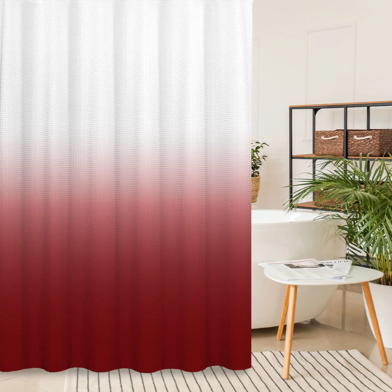 Ombre Beige Sage Shower Curtain Lime Green Texture Fabric Gradient Bathroom Decor Waterproof Bathroom Curtains Set with Hooks