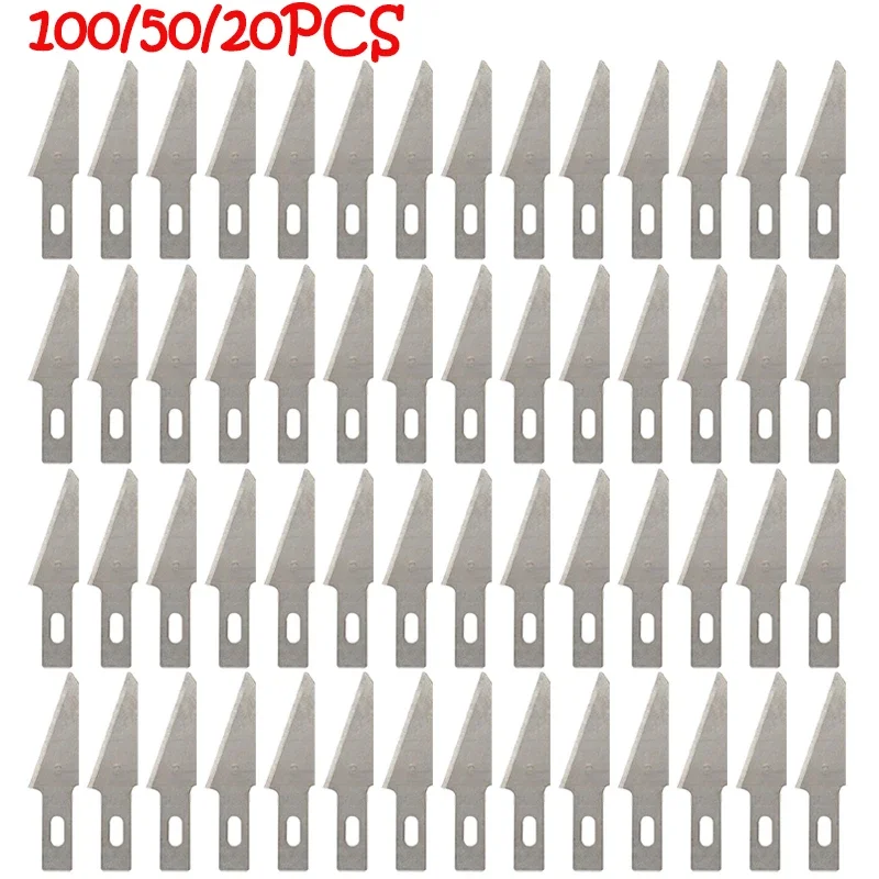 Metal Scalpel Knife Engraving Knife Blades Wood Carving Blade Replacement Surgical Sculpture Cutting Tools 100/50Pcs