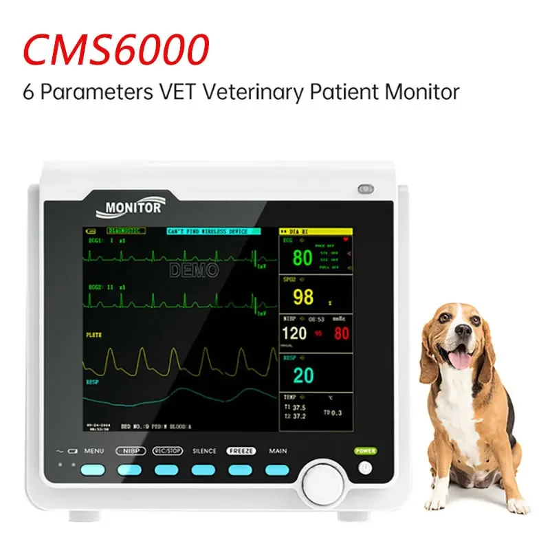 CONTEC Portable Patient Monitor Veterinary 8" Vital Sign Monitor ECG NIBP RESP SPO2 PR TEMP