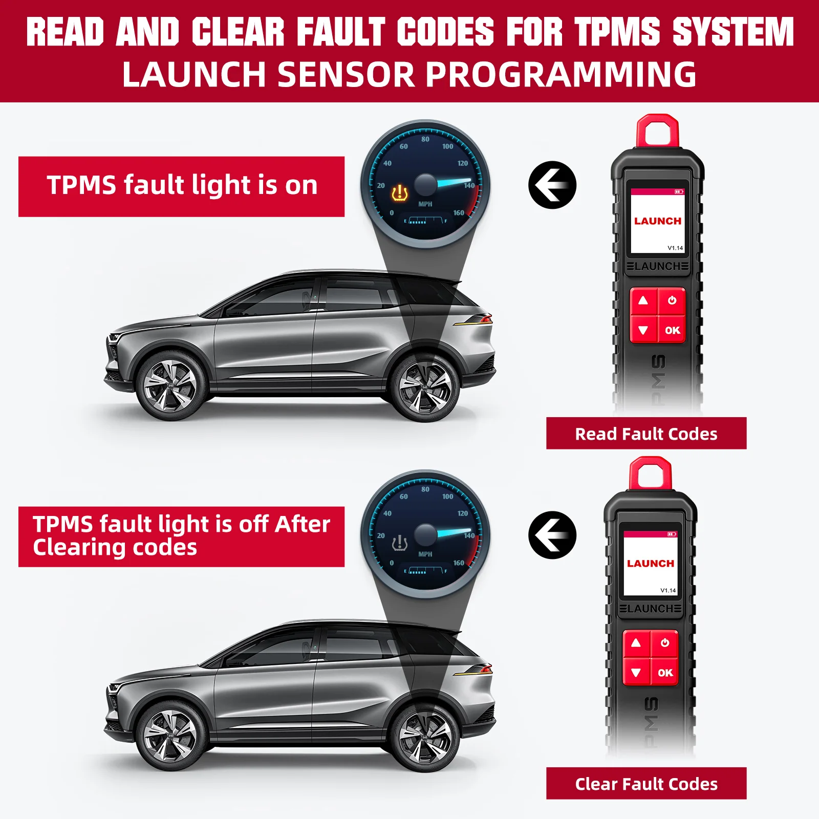 LAUNCH i-TPMS TPMS 자동차 타이어 압력 진단 도구, 액티브 프로그램 재학습, 안드로이드, X-431, 315 Mhz, 433Mhz,  자동차 센서