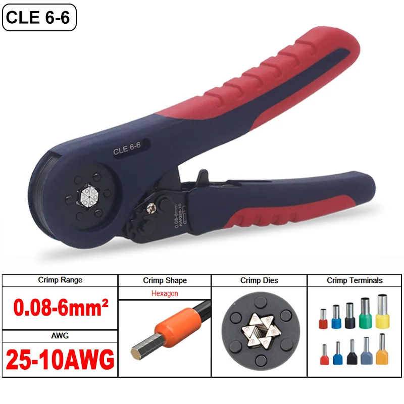 2022 New! Tubular Bootlace Terminals VE&TE Crimping Pliers & Terminal Set Min 0.08mm Hand Tools Electrician Crimper HSC8 6-6 10S 6 point wrench set Tool Sets