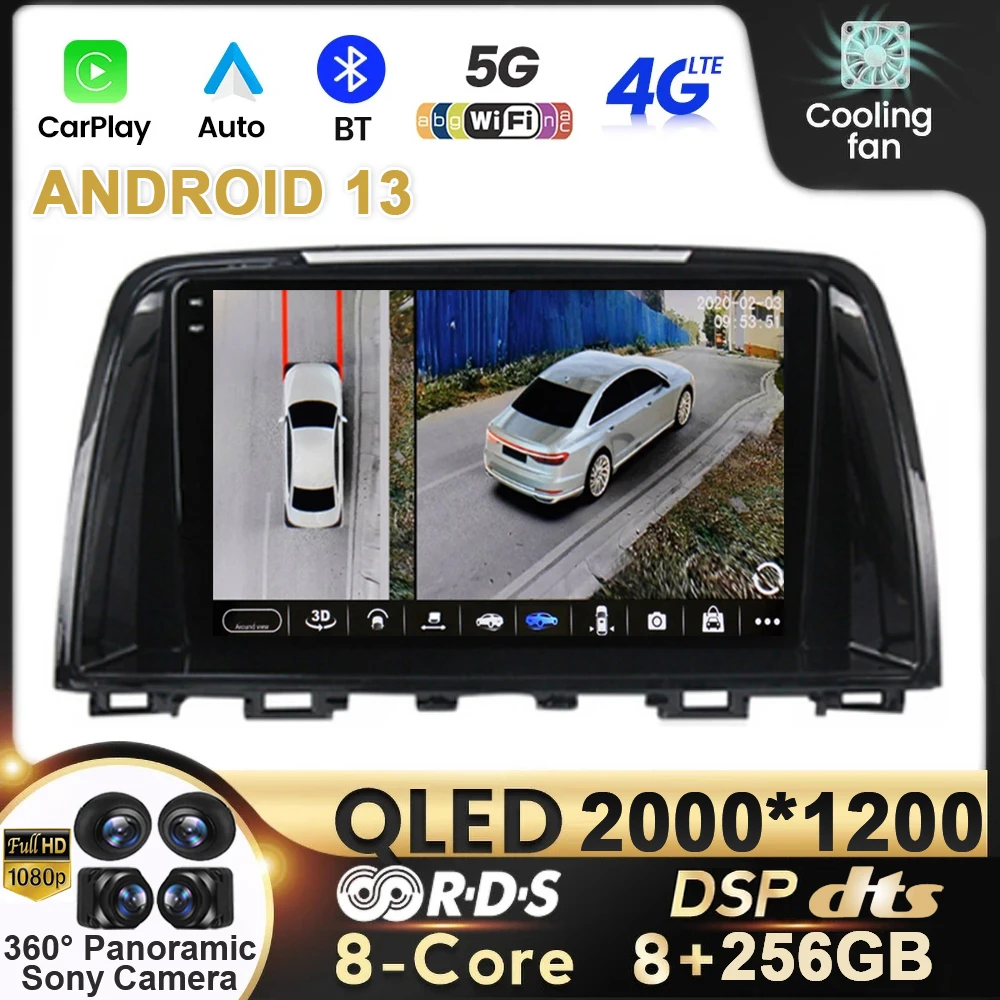 

Android 13 Car Radio For Mazda 6 3 GL GJ 2012 - 2017 Multimedia Video Player Navigation GPS Head Unit WIFI 4G LTE QLED DSP