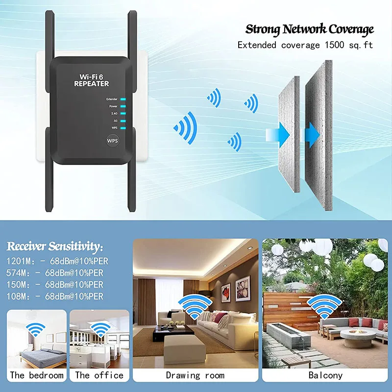 wireless wifi router AX1800Mbps WiFi 6 Extender WiFi Range Repeater 2.4Ghz and 5.8Ghz Dual-Band Wireless Signal Booster with Ethernet Port best gaming router