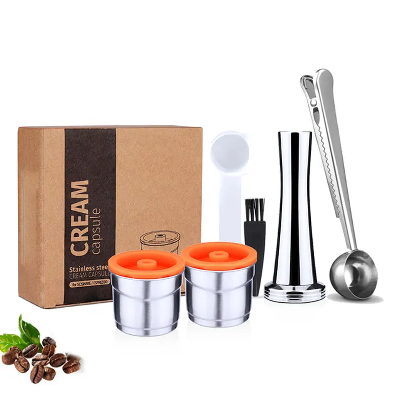 Coffee Filter Reusable Cafe Capsule Cup Dripper Stainless Steel Refillable Grinder &amp Powder |