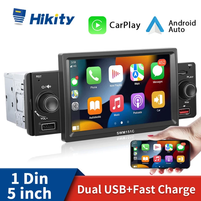 Hikity Autoradio 1DIN Apple Carplay Android Auto avec 5 Ecran Tactile  Autoradio Bluetotoh Lien Miroir Dual USB FM AUX SD MIC Autoradio avec  Camera de Recul : : High-Tech