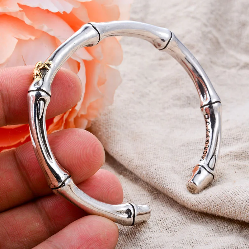 New Arrival Vintage Bamboo Joints & Spider Design Thai Silver Female Bangle For Women Hand Jewellery Accessories No Fade 2