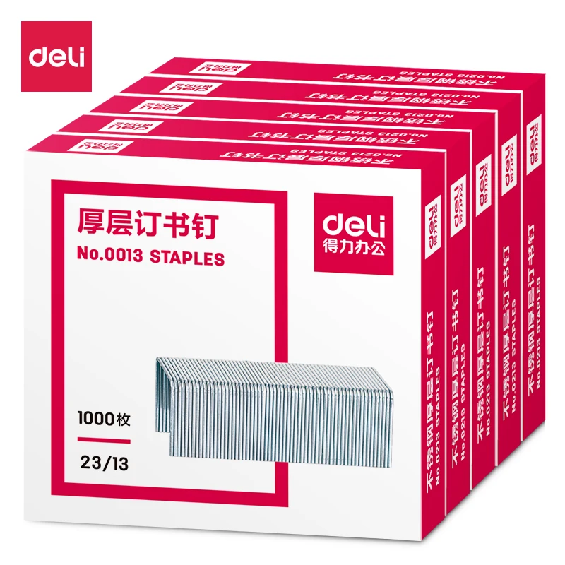 Deli 0013 Heavy Duty Staples 12.8x13mm 23/13 Binding Staples for Office Use 1000PCS/BOX Suitable for Binding 100 Sheets - 6