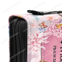 Sac Bible de luxe en cuir PU pour femmes, quand je suis peur, j'ai put mon confiance en vous verset, imprimé Floral rose, housse biblique personnalisée pour femmes 5