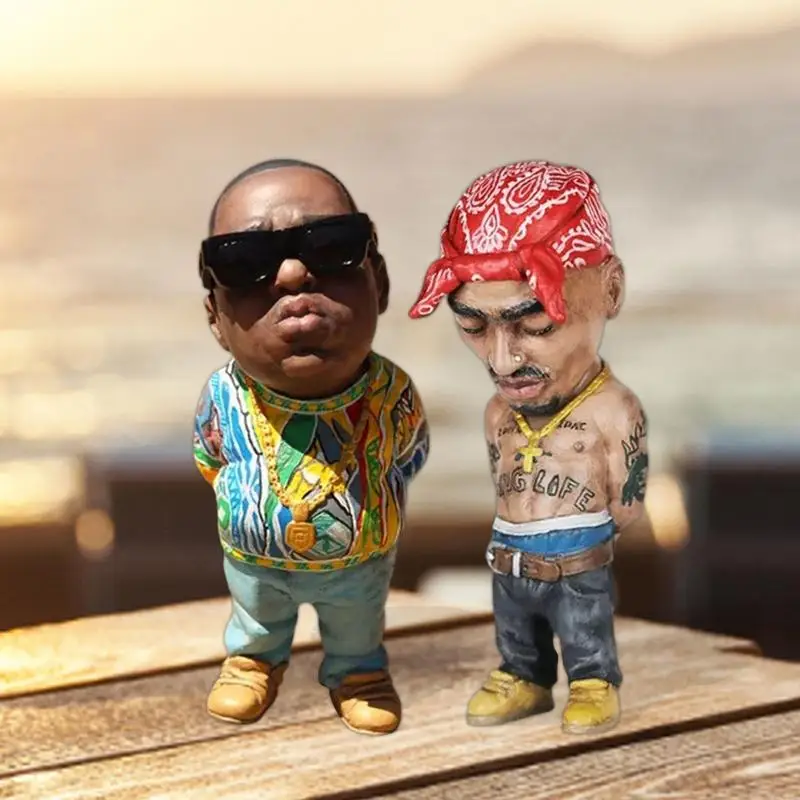 

1Pcs Hip Hop Funny Rapper Bro Figurine Statue resin made stylish ornaments hand colored mini rap star characters home decoration