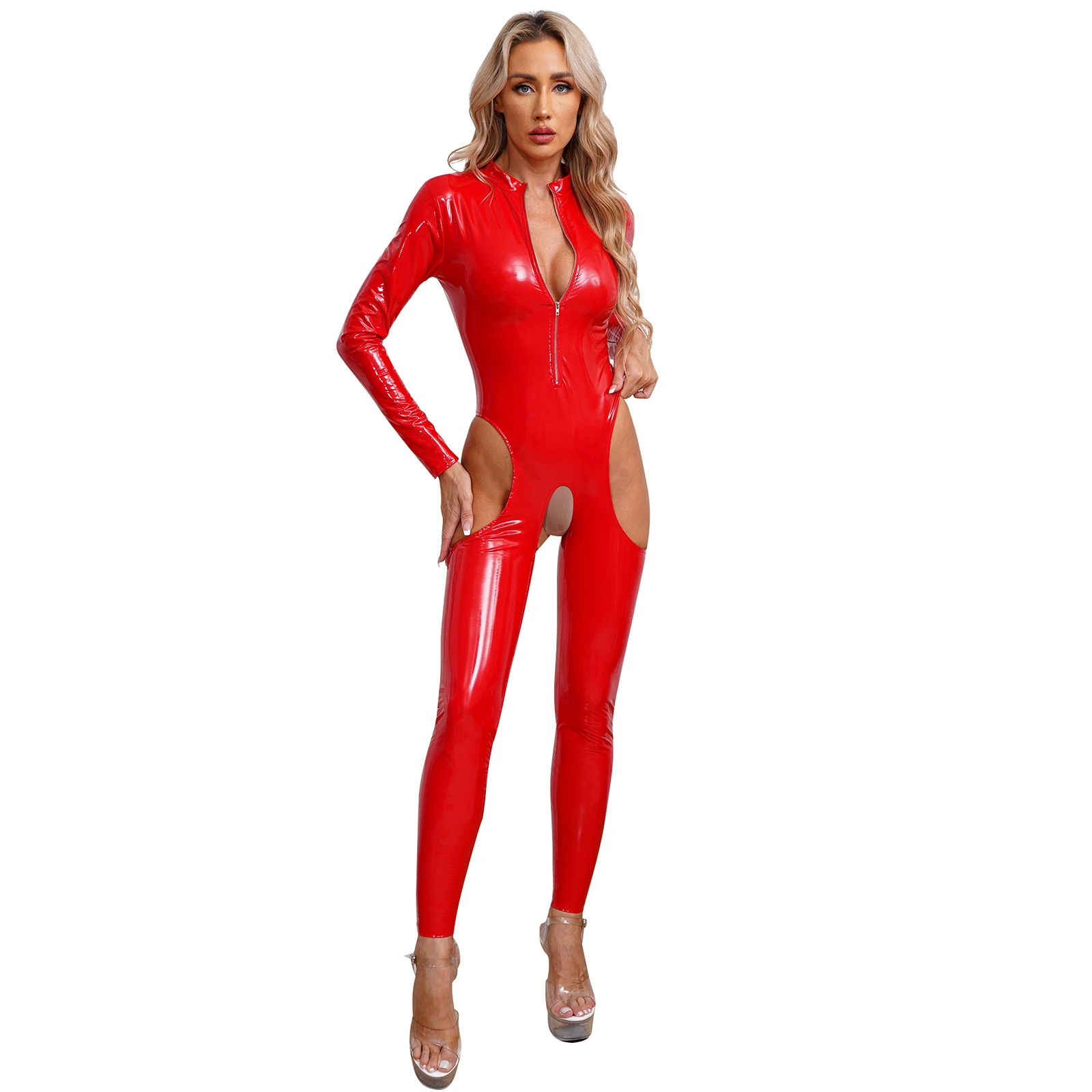 Soft Nude Backless Catsuit Ripped Leg Jumpsuit main image 0