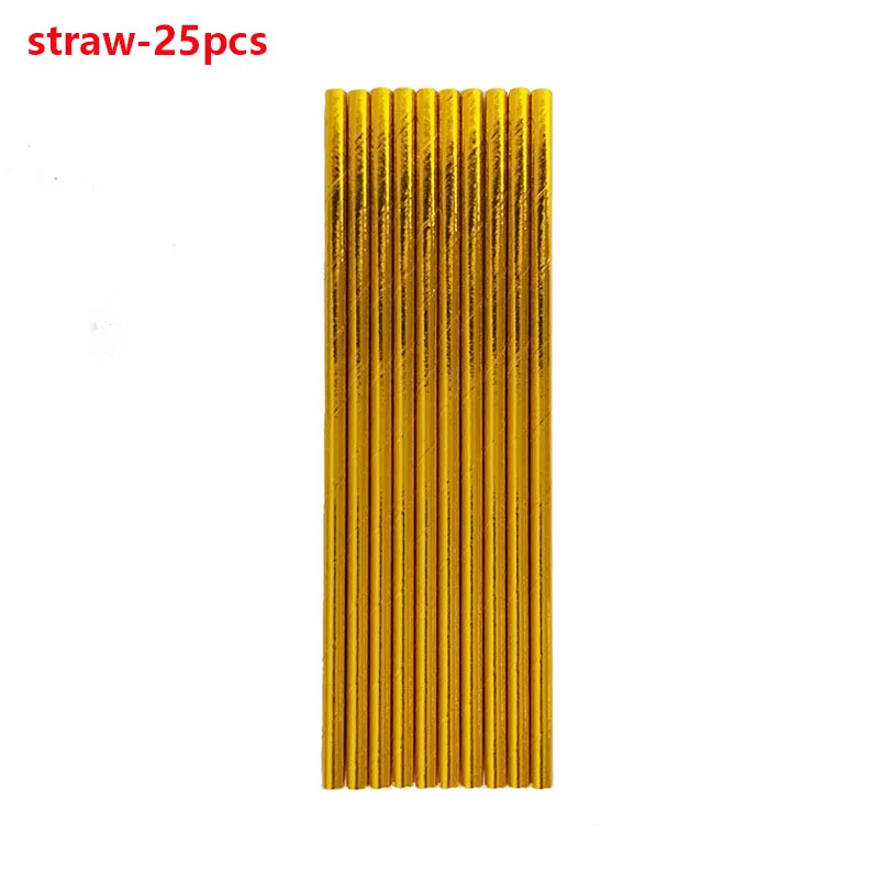 Description Picture 5 of itemGold Wedding Disposable Paper Plate Cups Straw napkins cake stand Tableware for Adult Kids Birthday Party Supplies Gold decor