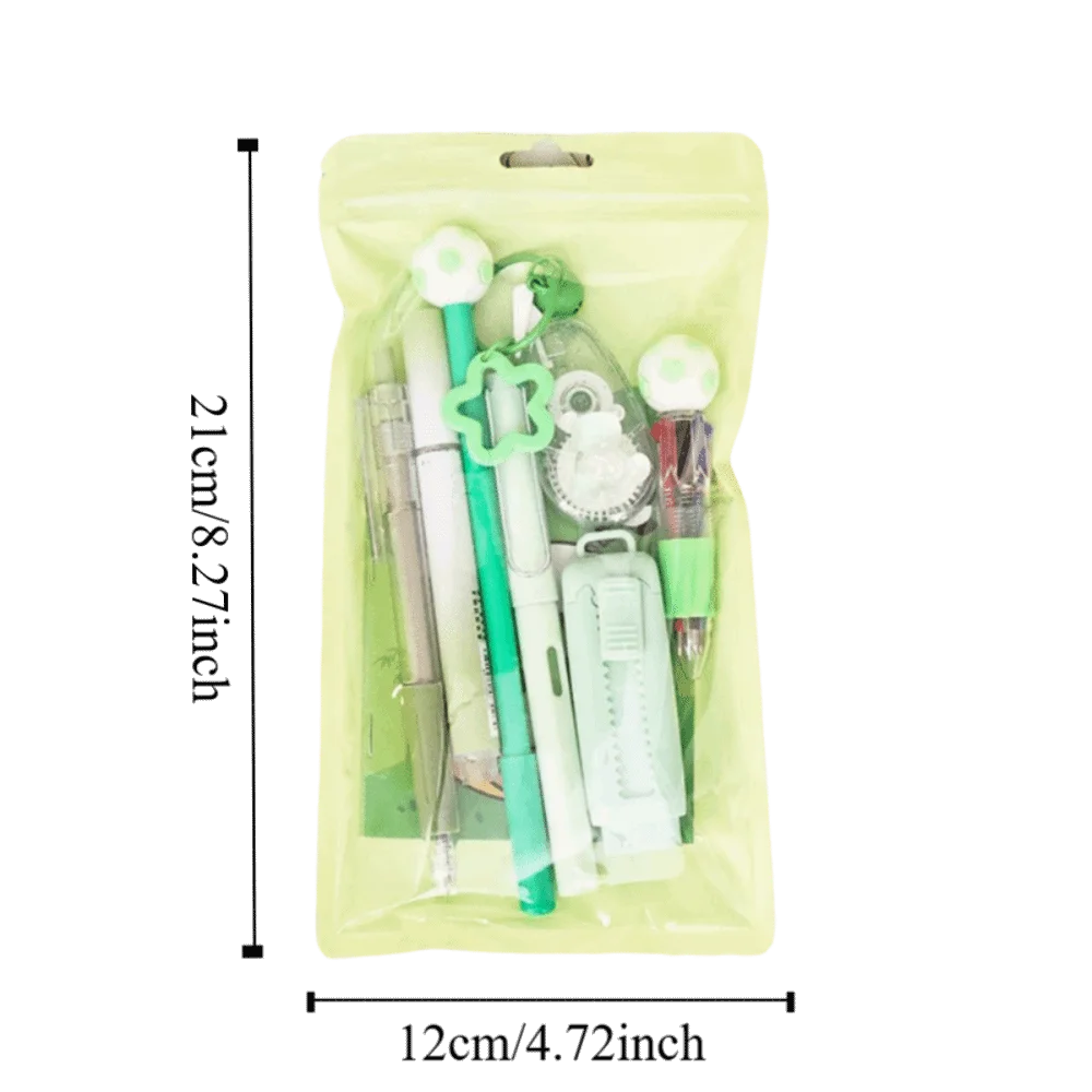 Cartoon School Stationery Set 6 Color Pens Stick Note Student Tools Gift Kit Eraser Large Capacity Learning Gift Box - 6