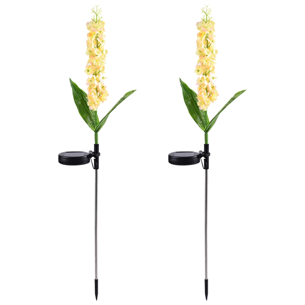 태양열 Delphinium 꽃 조명, 야외 정원 조명, 잔디 마당 장식, 선물, IP65 방수, 2 팩