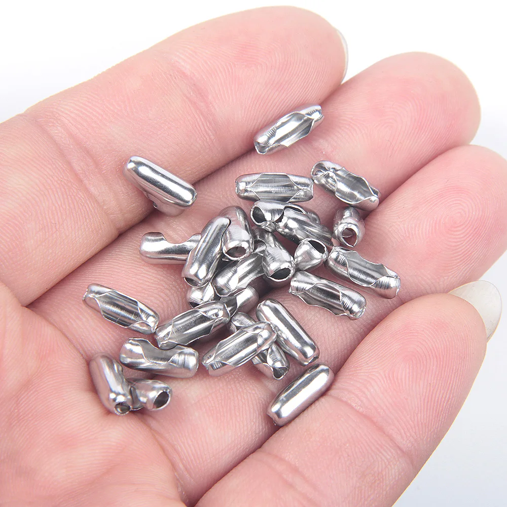 XHN 50 Stück 1,5 2,0 2,4 3,0 mm Edelstahl Kugelkette Verbinder Verschlüsse Endperlen Crimp für DIY Schmuckherstellung Zubehör – Detail 4