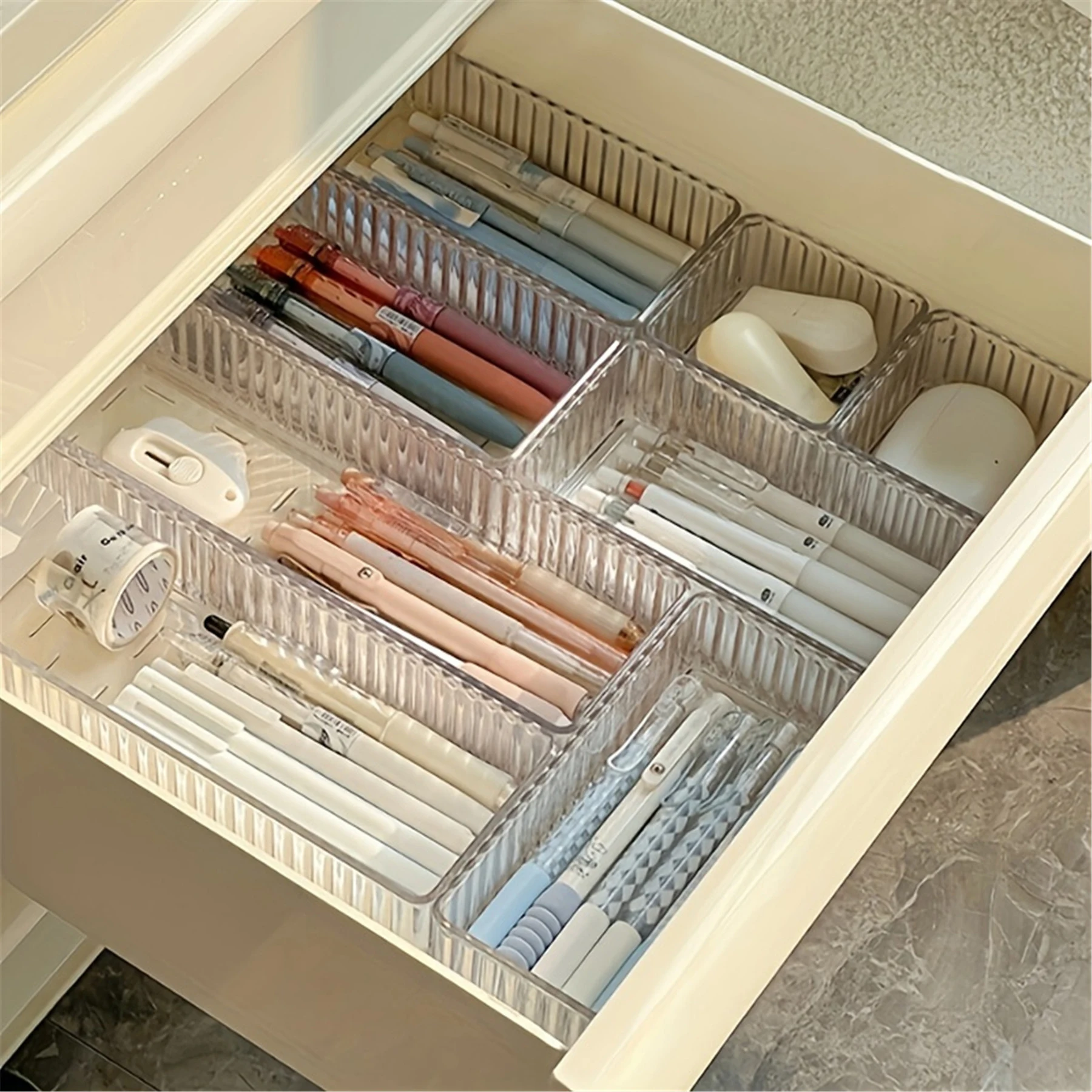 Stackable Acrylic Drawer Organizer Adjustable Divider Trays Cosmetics Modular Makeup Storage Box