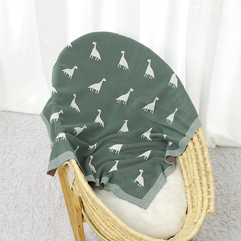 Baby Blanket Cotton Knitted Newborn Stroller Swaddle Cover 90*70CM Plaid Infant Bedding Quilt Dinosaurs