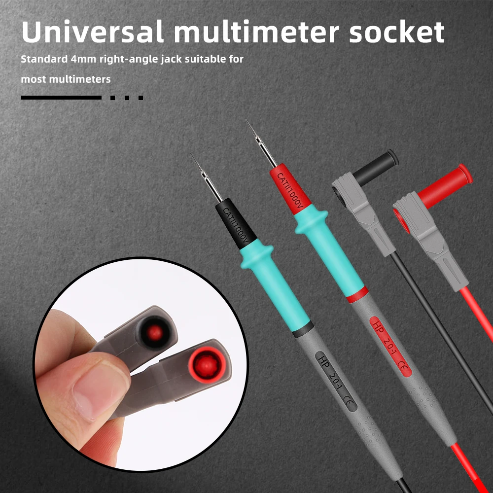 1 Pairs Lengthening 1000V 25A Silicone Test Lead High-precision Measurement Multimeter Probe Test Pin Wire Pen multimeter probe