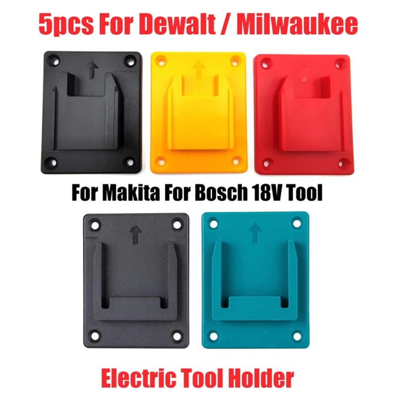 

5 Pack Tool Mount Storage Bracket For Makita/Bosch/Dewalt/Milwaukee M&1 18V Li-ion Battery Tool Machine Drill Holder Slots Stand