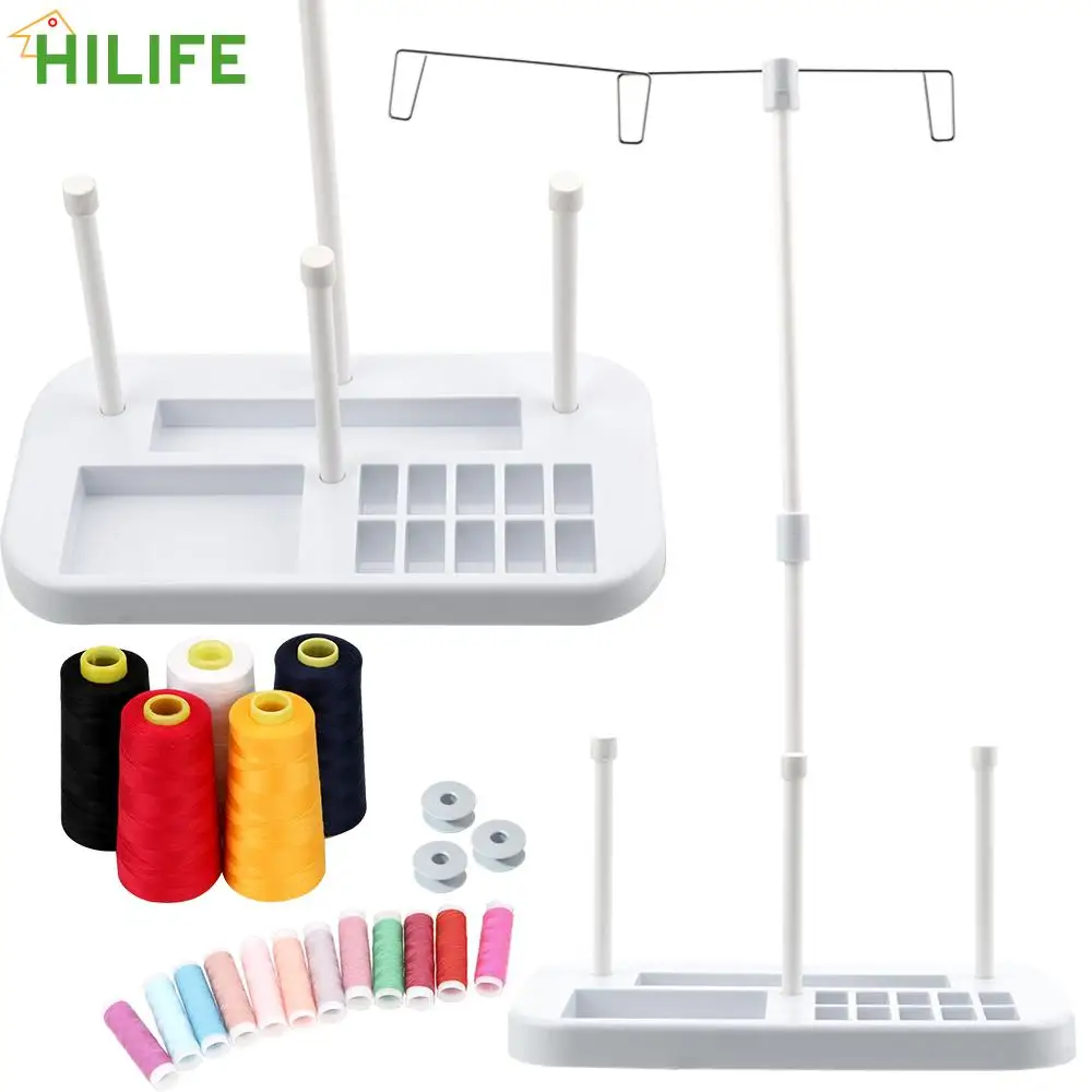 For Home Sewing Machine Spool Kit Adjustable Sewing Machine Needle Thread Bobbin 3 Embroidery Thread Spools Holder Stand